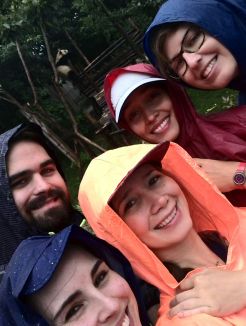 In Chengdu with our raincoats